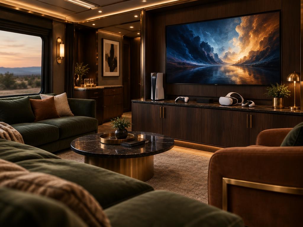 Illustrative view of entertainment in a luxury lounge