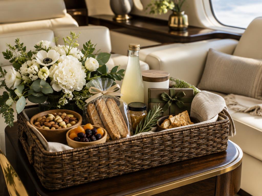 Illustrative view of thoughtful welcome in a luxury lounge